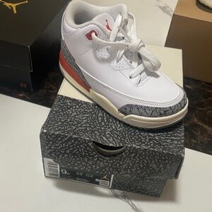 Jordan Kids White and Red Sneakers